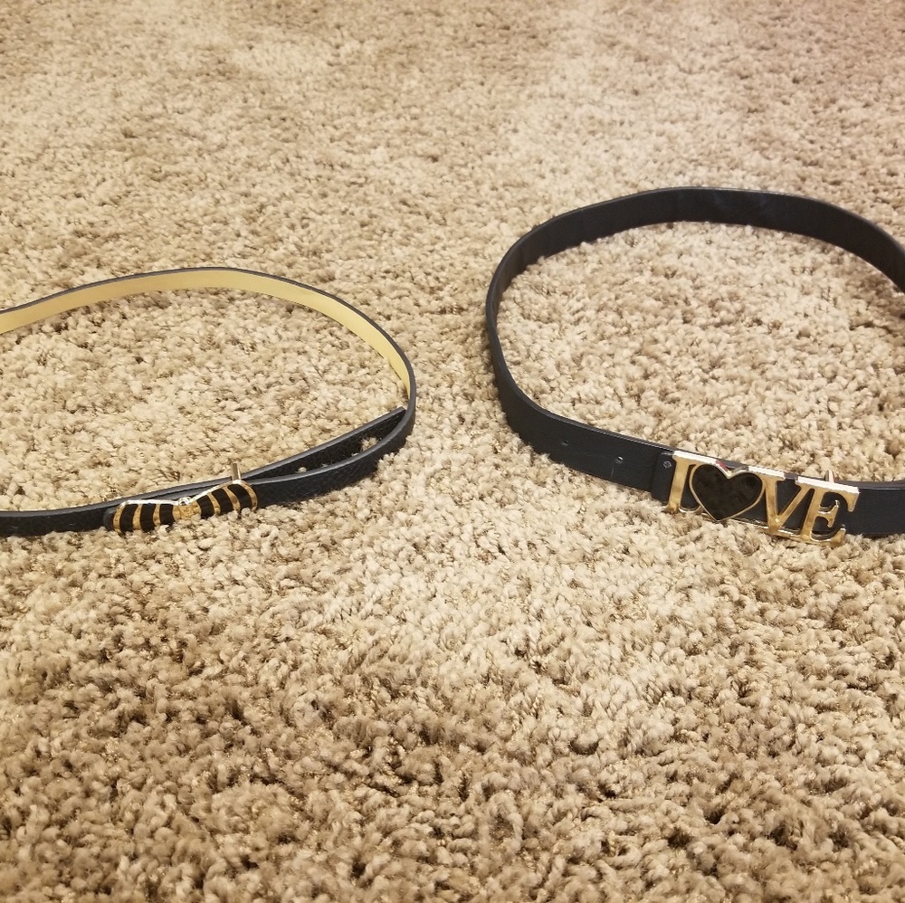 Black leather and gold belts